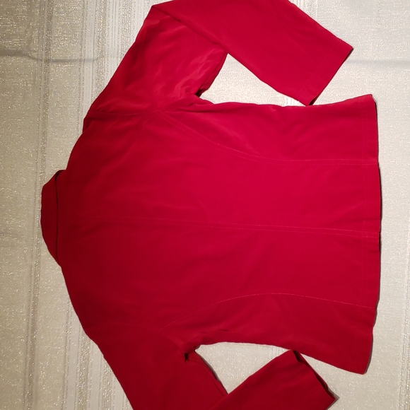 Vintage Essentials NEW Blazer Jacket Top Cotton Velour Front Zip RED Womens NWOT - Picture 13 of 15